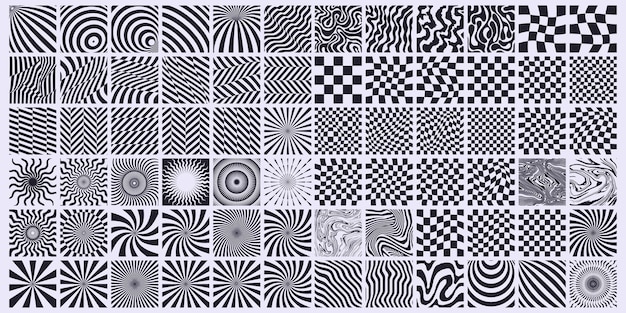 Vetor coleção de padrões geométricos conjunto de texturas modernas abstratas fundos de ilusão de ótica