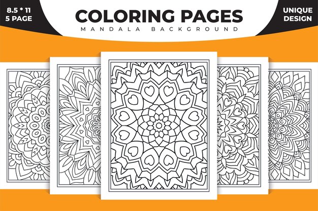 Coleção de páginas para colorir de mandala de decoração kdp interior pacote de padrão de mandala indiana preto e branco para páginas para colorir design de conjunto de mandala de flores em estilo indiano página para colorir para crianças kdp interior