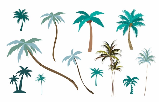 Coleção de palmeirasilustração vetorial editável para tatuagem de adesivo de site