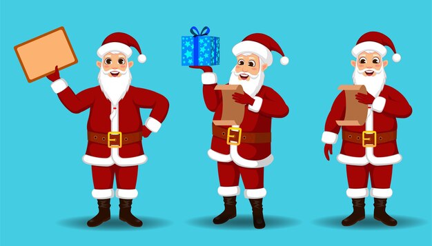 coleção de Papai Noel com diferentes ações
