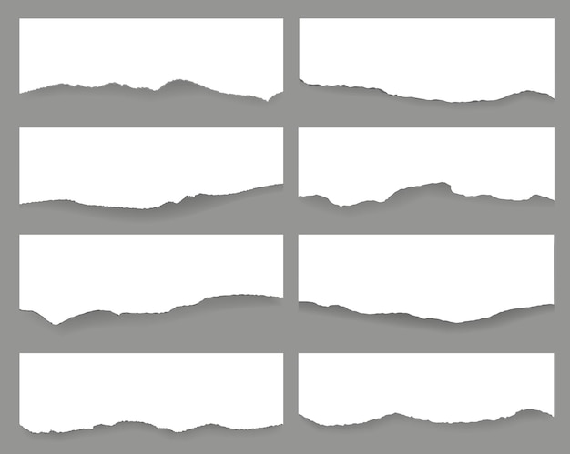 Vetor coleção de papel rasgado isolado fundo cinza