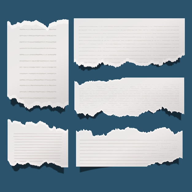 Coleção de pedaços de papel rasgados