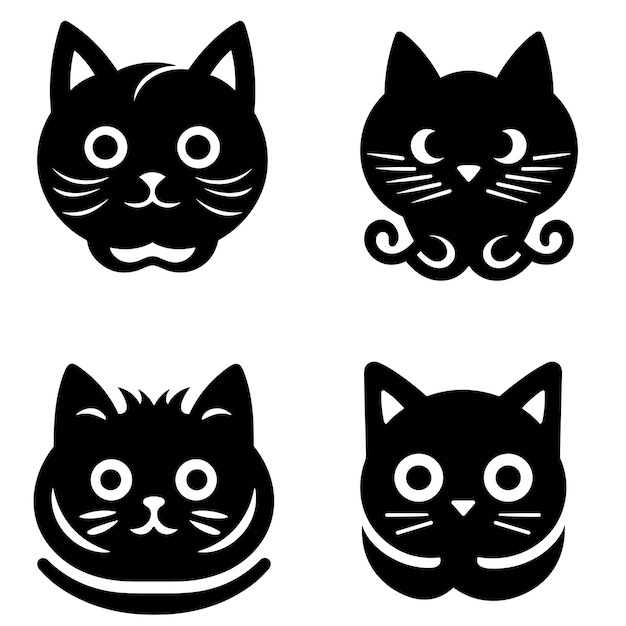 Vetor coleção de personagens de desenhos animados de gatos bonitos