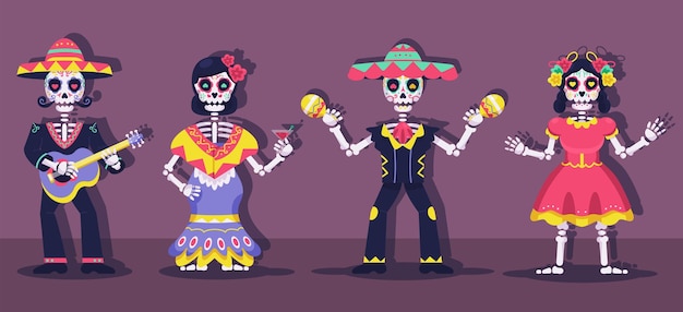 Coleção de personagens de Dia De Los Muertos