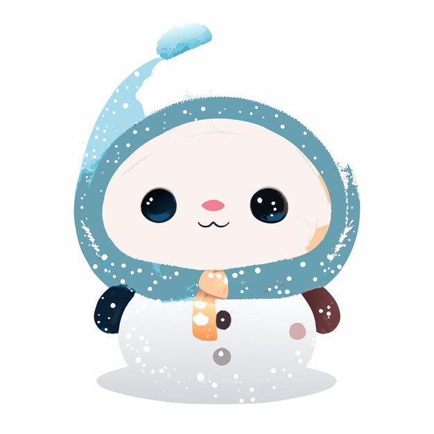 Coleção de personagens de natal de urso nevando de inverno em aquarela