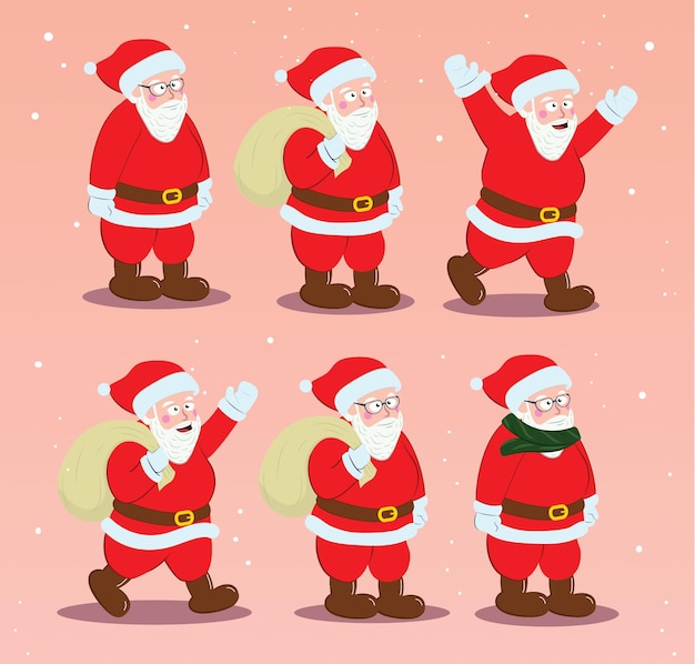 Vetor coleção de personagens de papai noel