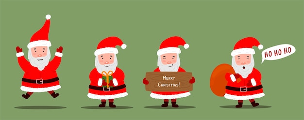 Vetor coleção de personagens do papai noel desenhada à mão