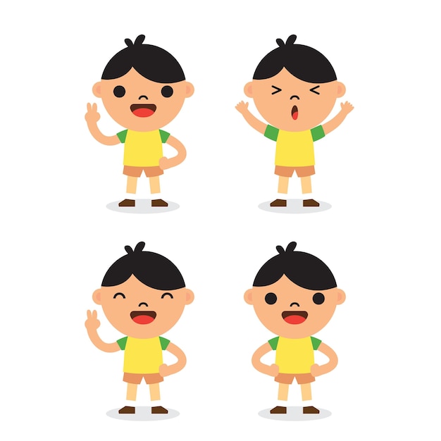 Coleção de personagens fofinhos crianças em design plano