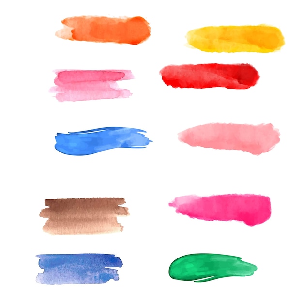 coleção de pinceladas coloridas de aquarela