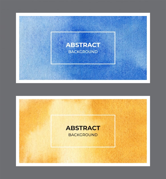Coleção de plano de fundo amarelo e azul aquarela web banner textura