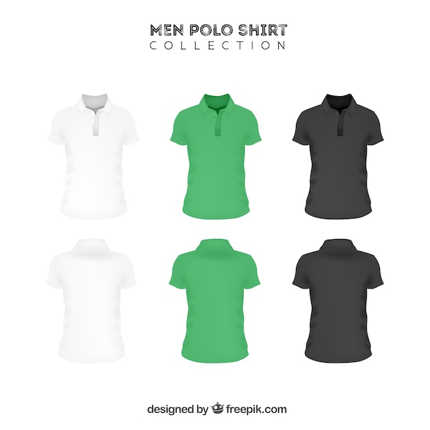 Coleção de polo de três homens de cor