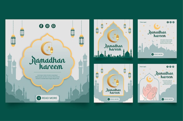 Coleção de postagens de Instagram do Vector Ramadan