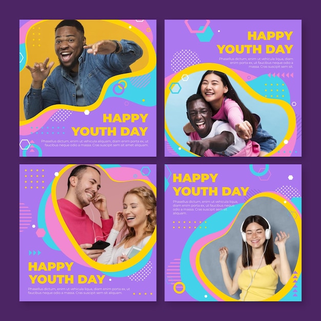 Coleção de postagens do dia internacional plana com foto