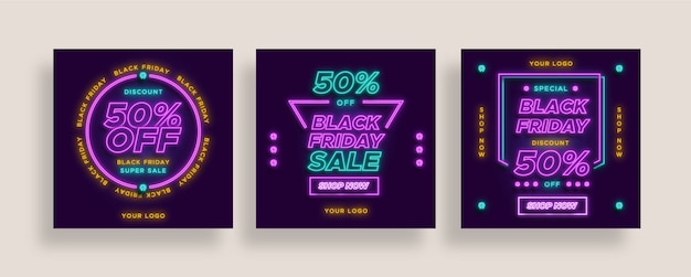 Coleção de postagens do instagram da black friday sale