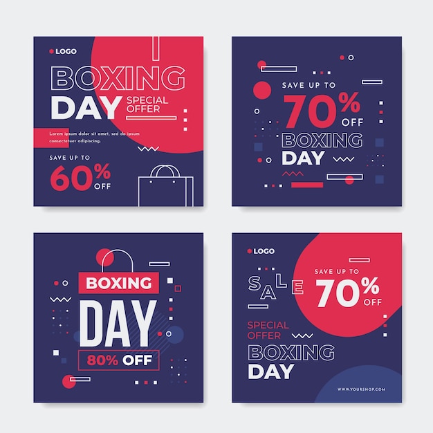 Coleção de postagens do instagram de boxing day