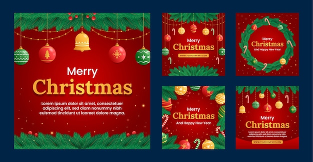Coleção de postagens do instagram de celebração da temporada de natal