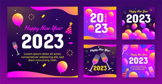 Coleção de postagens do instagram de celebração de ano novo