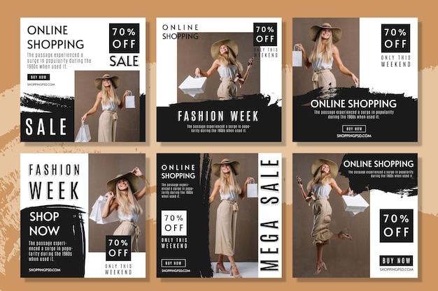 Coleção de postagens do Instagram de compras online