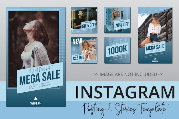 Vetor coleção de postagens do instagram de venda de beleza