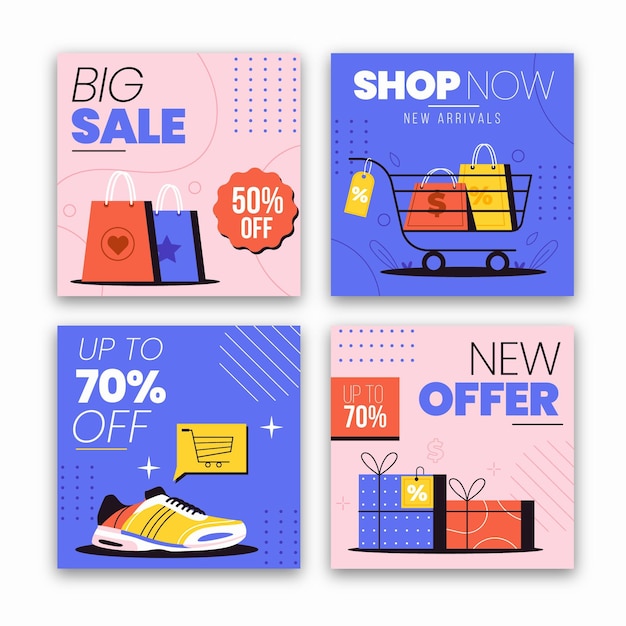 Coleção de postagens do Instagram de venda plana