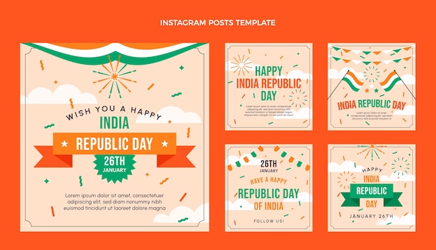 Coleção de postagens do Instagram do dia da república plana