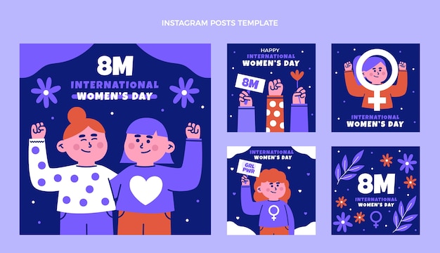 Coleção de postagens do Instagram do Dia Internacional da Mulher