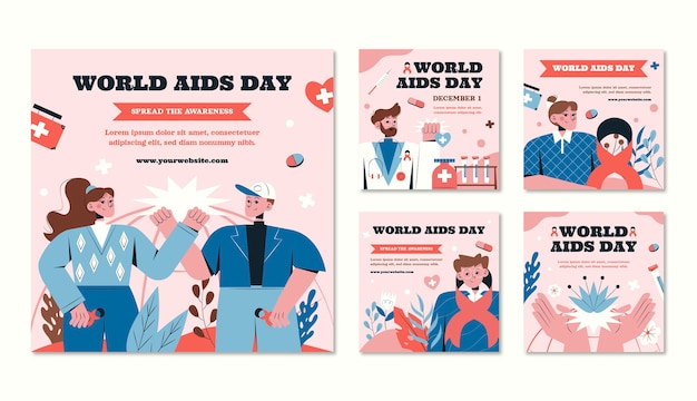 Coleção de postagens do instagram do dia mundial da aids