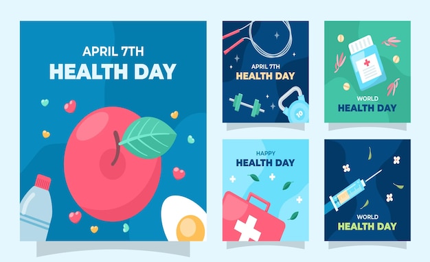 Coleção de postagens do instagram do dia mundial da saúde