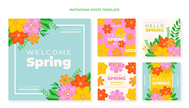 Coleção de postagens do instagram Flat Spring