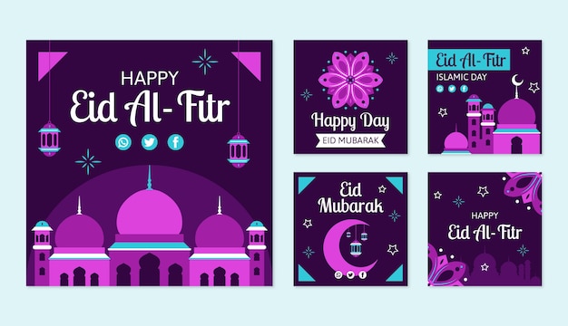 Coleção de postagens do instagram plana eid al-fitr