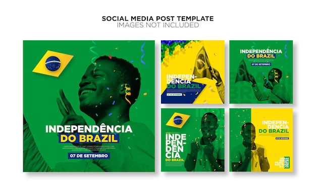 Coleção de postagens modernas de mídia social para a celebração de sete de setembro