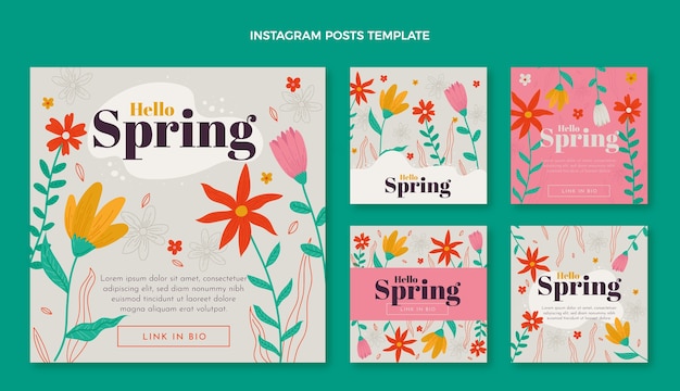 Coleção de posts do instagram desenhado à mão