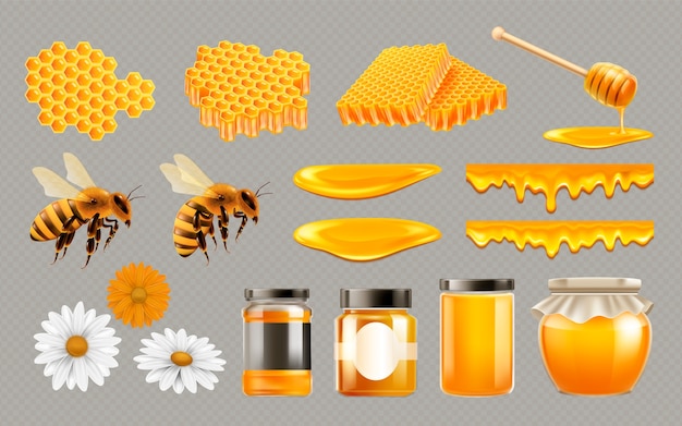 Coleção de produtos de mel em estilo realista