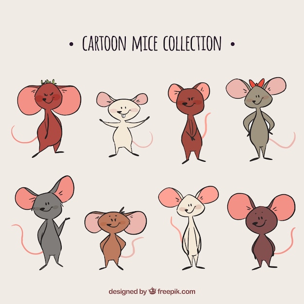 Vetor coleção de ratos cartoon
