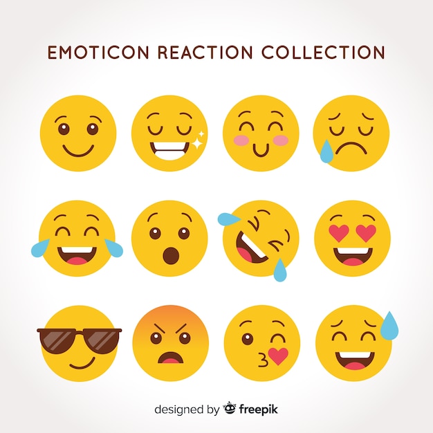 Coleção de reação plana emoticon