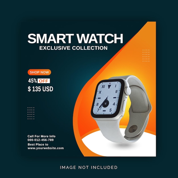 Coleção de relógios inteligentes exclusiva - modelo de postagem em mídia social para banner de anúncio do instagram