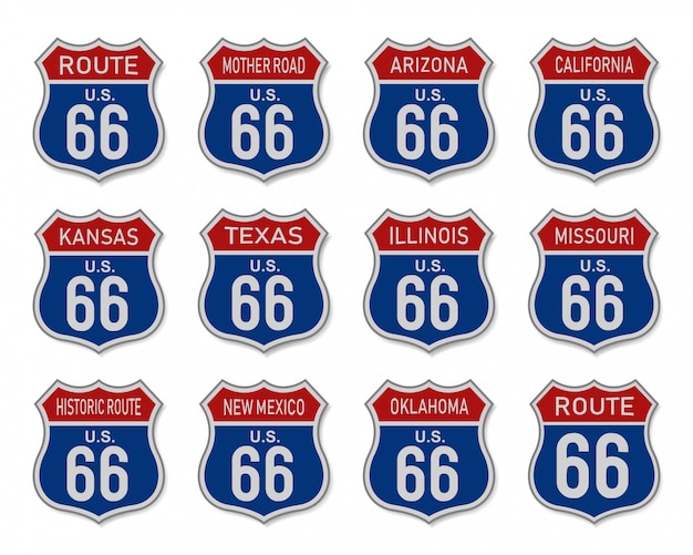 Coleção de rota nos 66 sinal de estrada americana