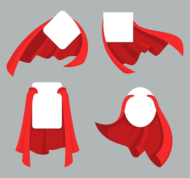 Vetor coleção de rótulos de capa de herói vermelho para design de publicidade