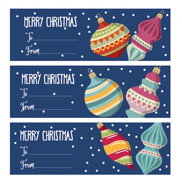 Vetor coleção de rótulos de natal bonito design plano