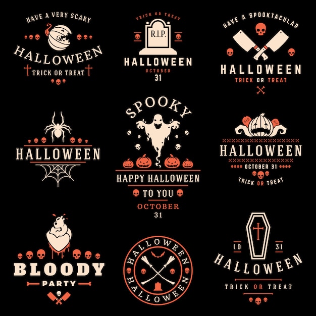 Coleção de rótulos e logotipos de halloween