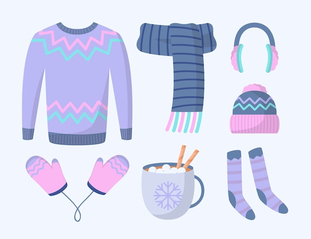 Coleção de roupas de inverno e essenciais