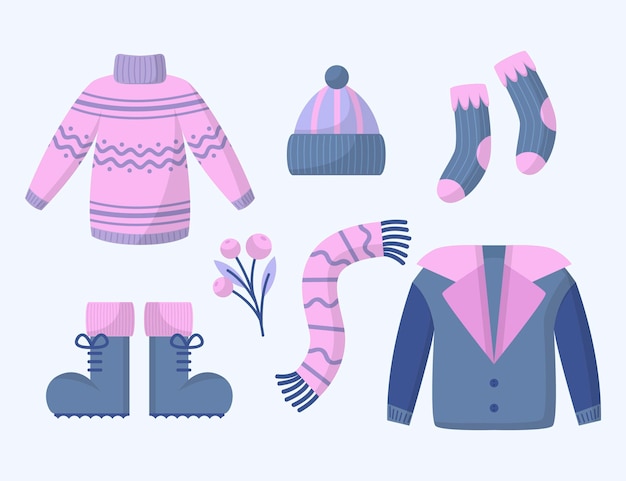 Coleção de roupas de inverno e essenciais