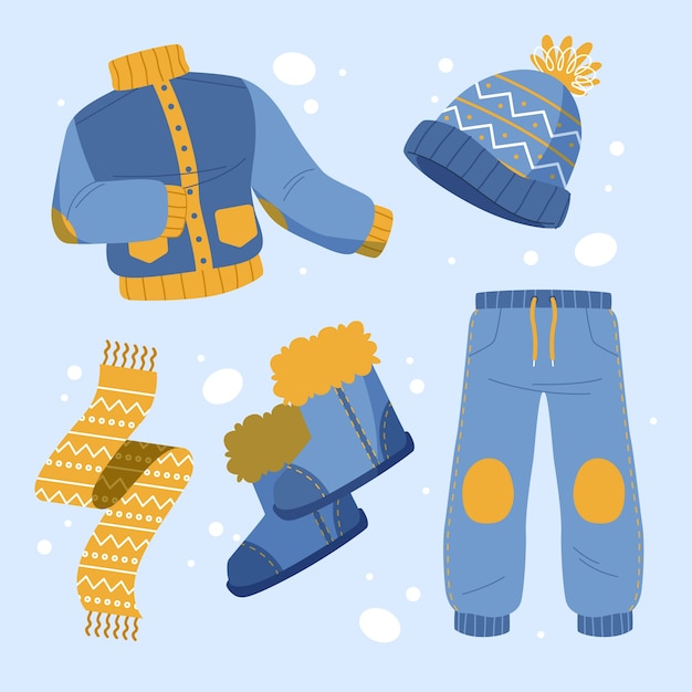 Coleção de roupas de inverno e essenciais