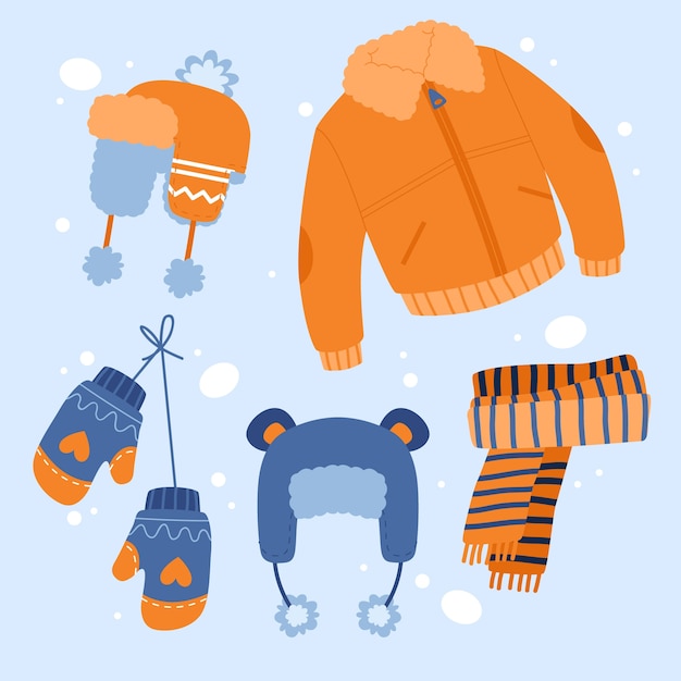 Coleção de roupas de inverno e essenciais