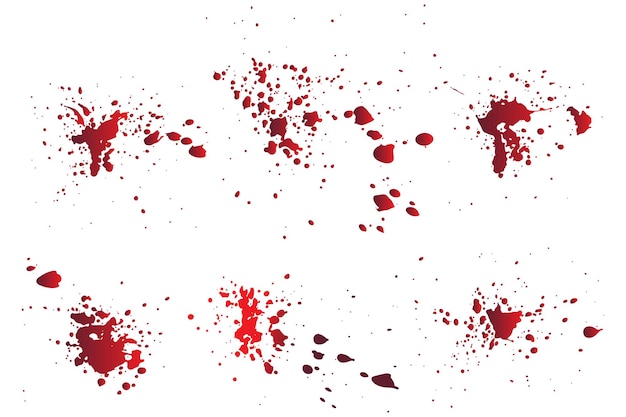Coleção de salpicos de sangue realistas isolados de fundo