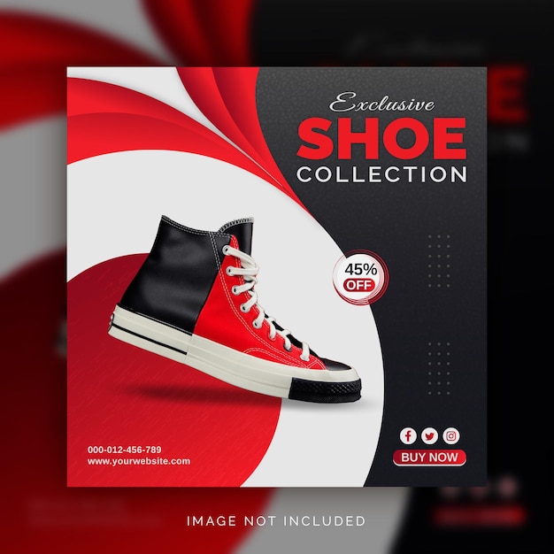 Coleção de sapatos exclusivos instagram banner ad concept modelo de postagem de mídia social