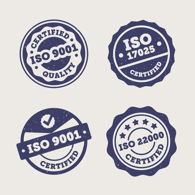 Coleção de selos de certificação ISO