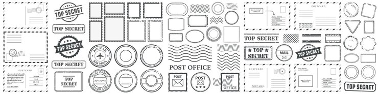 Vetor coleção de selos postais grunge conjunto de carimbo postal carimbo postal grunge retrô