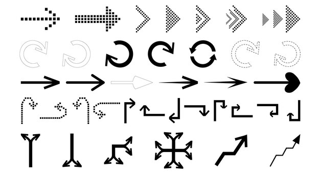 Coleção de setas de design plano