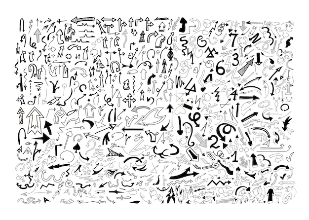 Coleção de setas pretas de doodle